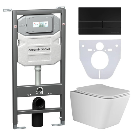 Инсталляция с кнопкой + унитаз + шумоизоляция Ceramica Nova CN3007_1002B_1000